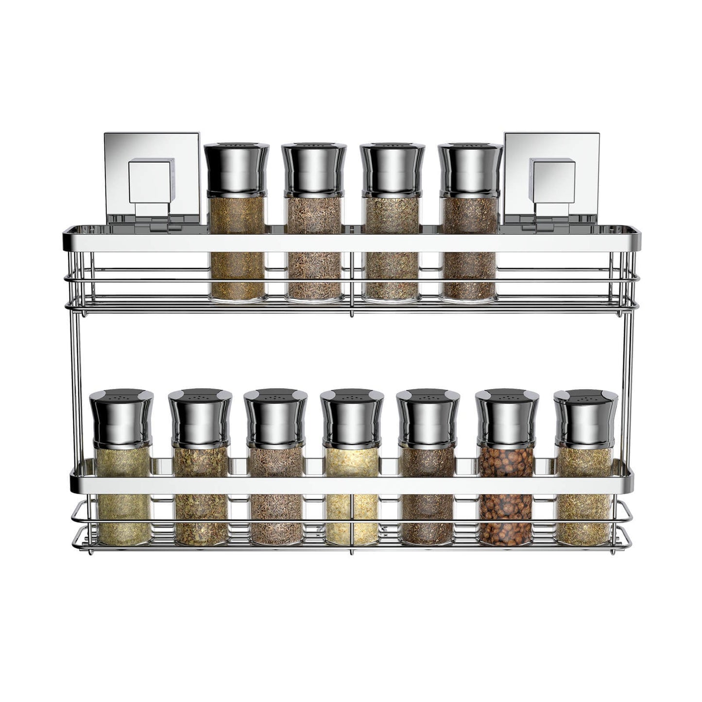 EvoVac Suction Chrome Kitchen Double Spice Rack